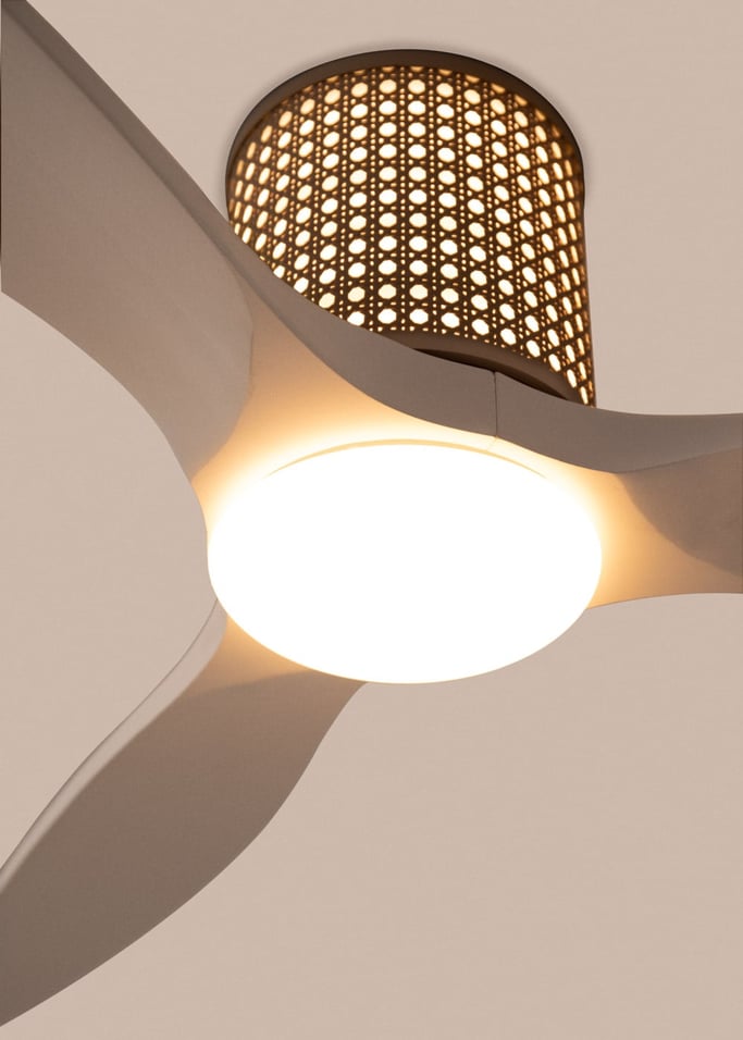 WIND CALM CUSTOM RATTAN - Deckenventilator 40W leise Ø132 cm mit LED-Licht in Körper und Lampe, Galeriebild 3