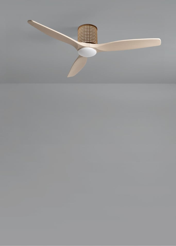 WIND CALM CUSTOM RATTAN - Deckenventilator 40W leise Ø132 cm mit LED-Licht in Körper und Lampe, Galeriebild 4