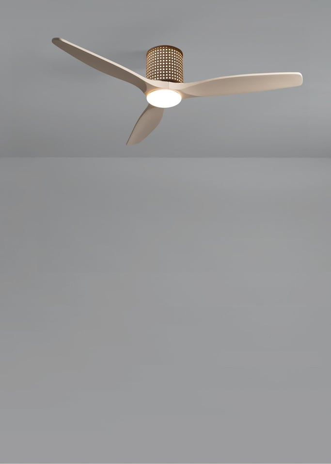 WIND CALM CUSTOM RATTAN - Deckenventilator 40W leise Ø132 cm mit LED-Licht in Körper und Lampe, Galeriebild 2