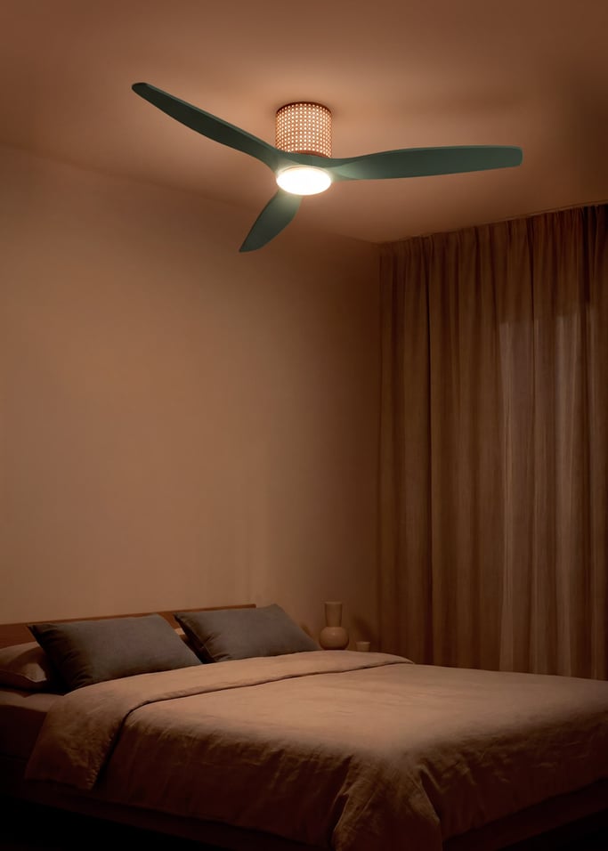 WIND CALM CUSTOM RATTAN - Deckenventilator 40W leise Ø132 cm mit LED-Licht in Körper und Lampe, Galeriebild 1