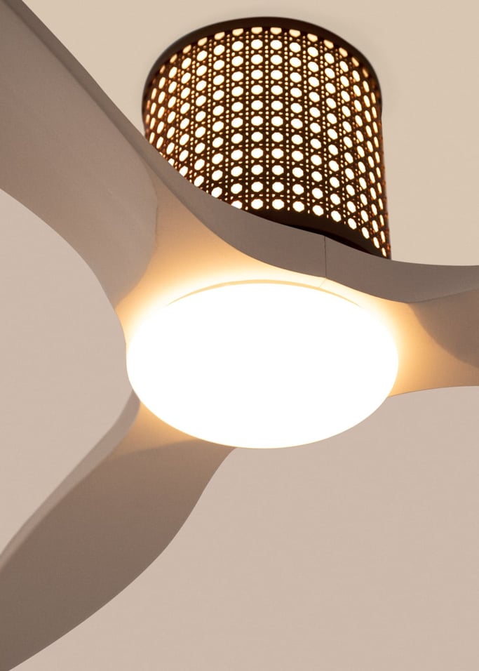 WIND CALM CUSTOM RATTAN - Deckenventilator 40W leise Ø132 cm mit LED-Licht in Körper und Lampe, Galeriebild 3