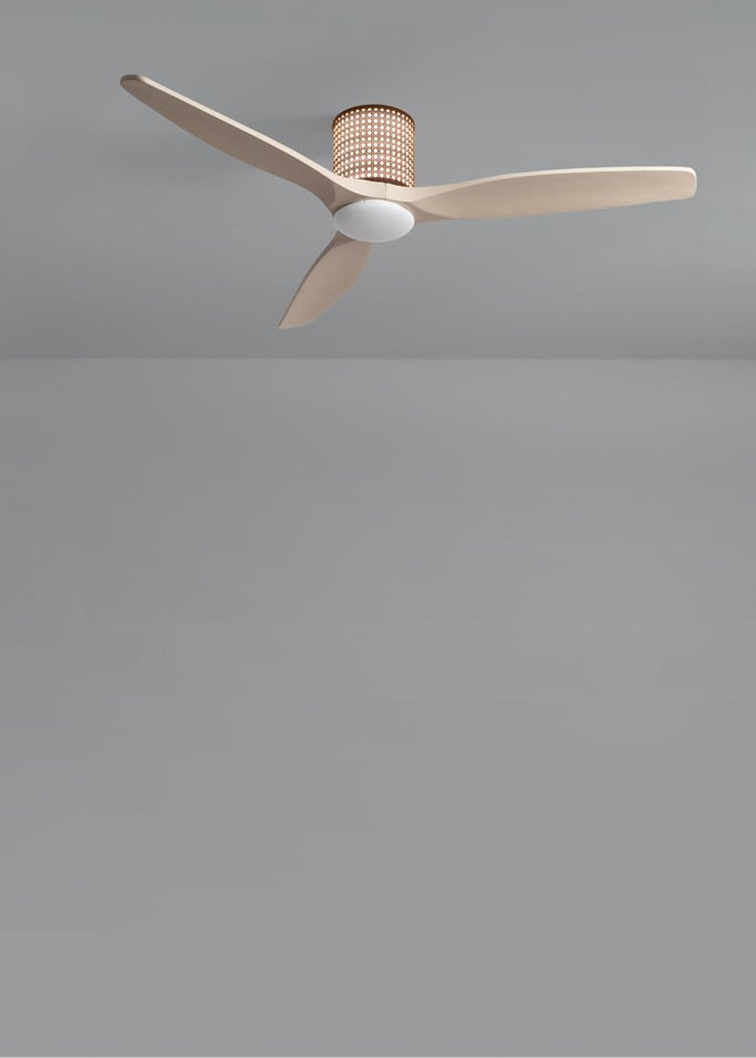 WIND CALM CUSTOM RATTAN - Deckenventilator 40W leise Ø132 cm mit LED-Licht in Körper und Lampe, Galeriebild 5