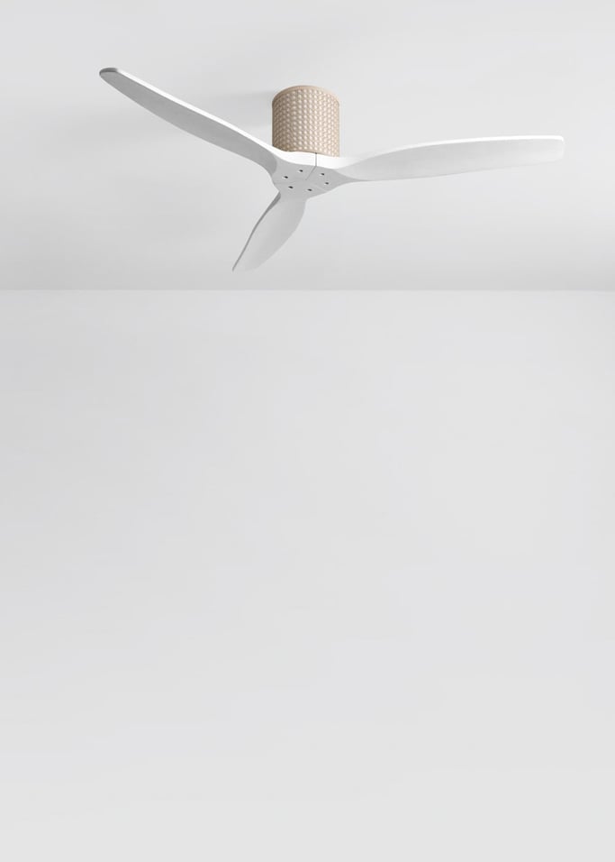 WIND CALM CUSTOM RATTAN - Deckenventilator 40W leise Ø132 cm mit LED-Licht in Körper und Lampe, Galeriebild 2