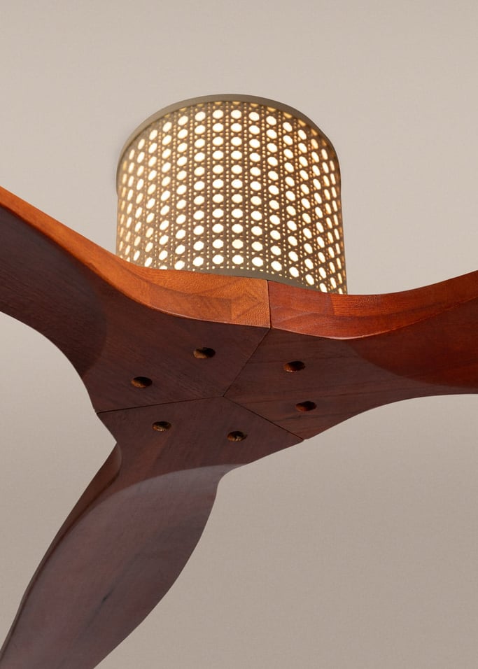 WIND CALM CUSTOM RATTAN - Deckenventilator 40W leise Ø132 cm mit LED-Licht in Körper und Lampe, Galeriebild 3