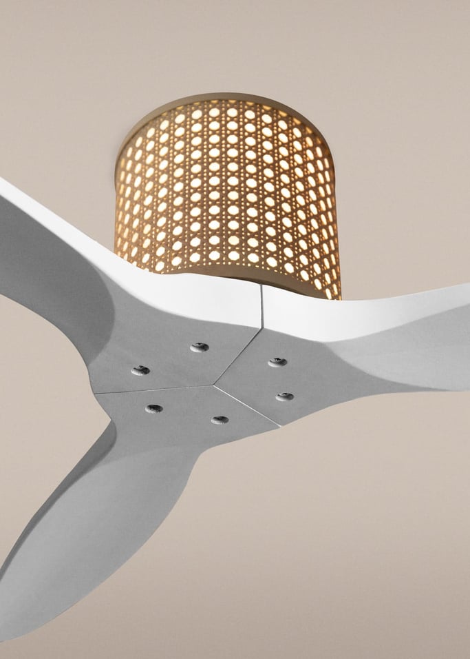 WIND CALM CUSTOM RATTAN - Deckenventilator 40W leise Ø132 cm mit LED-Licht in Körper und Lampe, Galeriebild 3