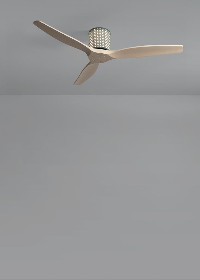 WIND CALM CUSTOM RATTAN - Deckenventilator 40W leise Ø132 cm mit LED-Licht in Körper und Lampe, Galeriebild 4