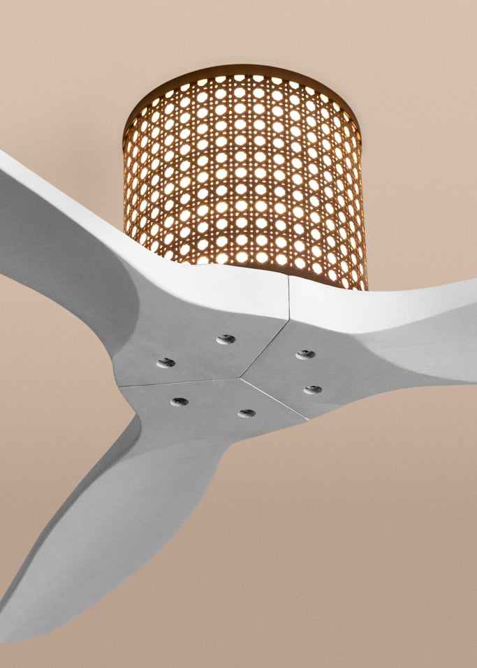 WIND CALM CUSTOM RATTAN - Deckenventilator 40W leise Ø132 cm mit LED-Licht in Körper und Lampe, Galeriebild 3