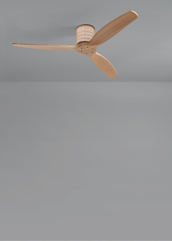 WIND CALM CUSTOM RATTAN - Deckenventilator 40W leise Ø132 cm mit LED-Licht in Körper und Lampe, Galeriebild 4