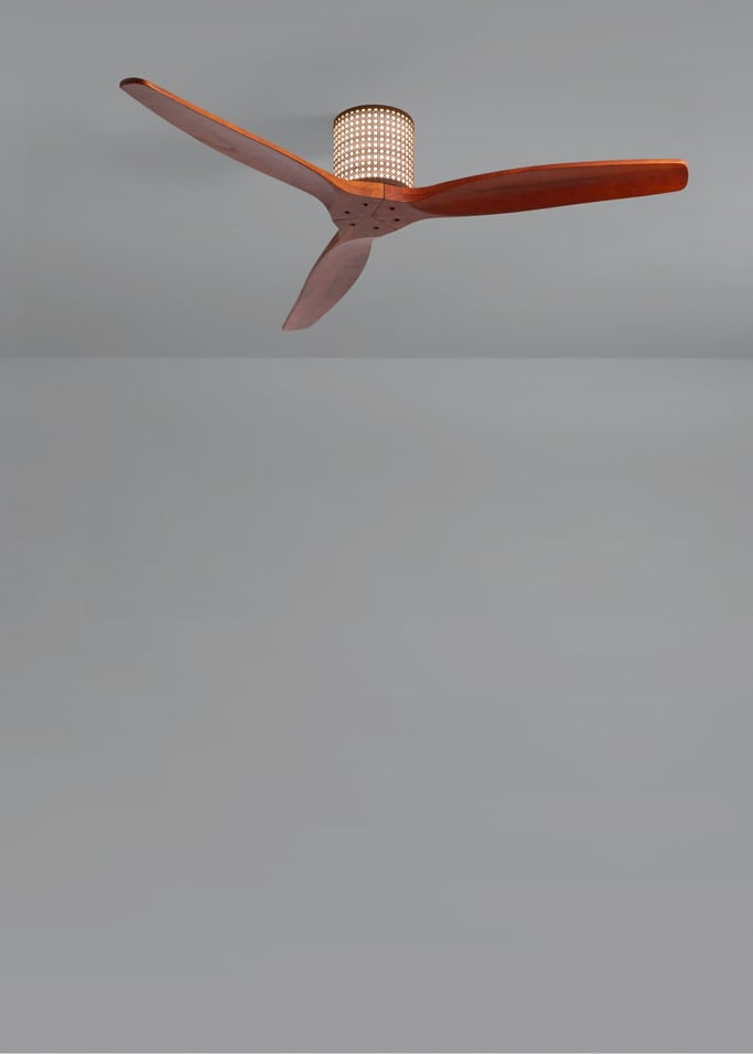 WIND CALM CUSTOM RATTAN - Deckenventilator 40W leise Ø132 cm mit LED-Licht in Körper und Lampe, Galeriebild 4