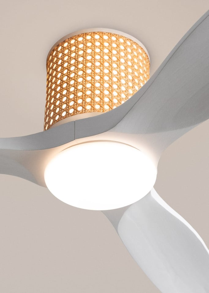 WIND CALM CUSTOM RATTAN - Deckenventilator 40W leise Ø132 cm mit LED-Licht in Körper und Lampe, Galeriebild 4