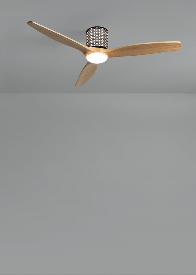 WIND CALM CUSTOM RATTAN - Deckenventilator 40W leise Ø132 cm mit LED-Licht in Körper und Lampe, Galeriebild 5