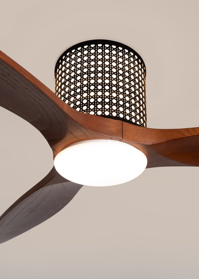WIND CALM CUSTOM RATTAN - Deckenventilator 40W leise Ø132 cm mit LED-Licht in Körper und Lampe, Galeriebild 7