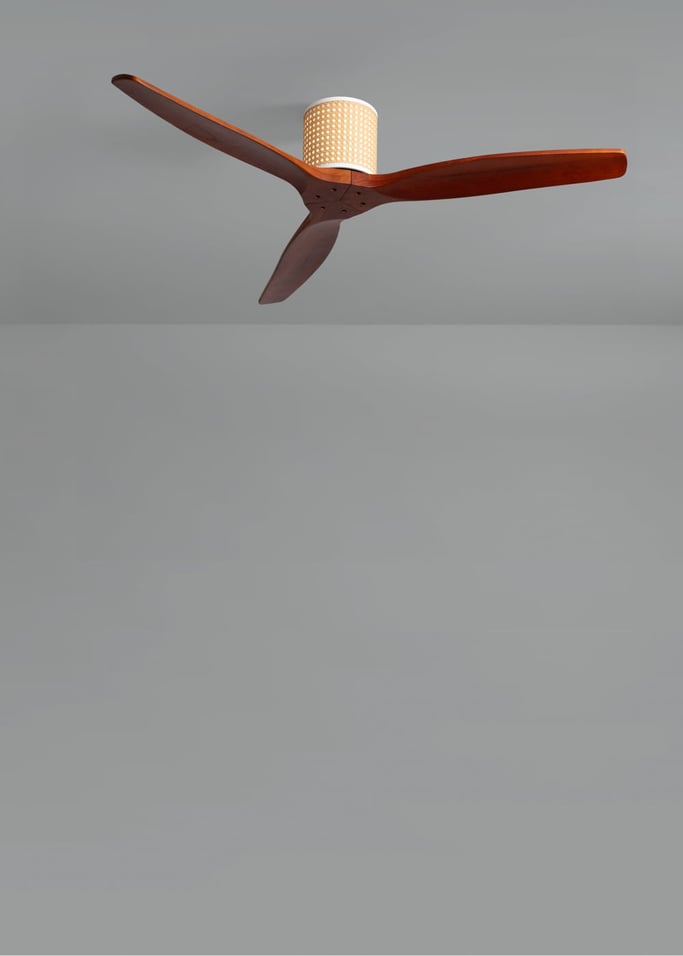 WIND CALM CUSTOM RATTAN - Deckenventilator 40W leise Ø132 cm mit LED-Licht in Körper und Lampe, Galeriebild 2
