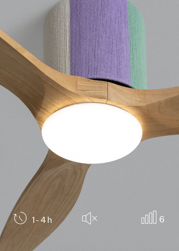 WIND CALM CUSTOM WOVEN - Leiser Deckenventilator 40W Ø132 cm aus 100 % Holz mit LED-Licht, Galeriebild 3