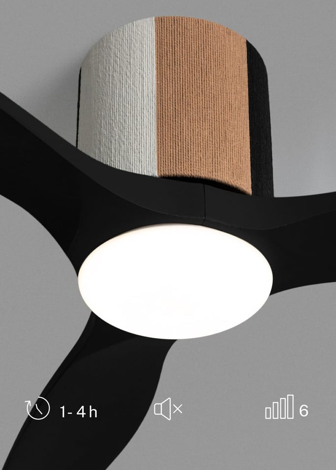 WIND CALM CUSTOM WOVEN - Leiser Deckenventilator 40W Ø132 cm aus 100 % Holz mit LED-Licht, Galeriebild 3