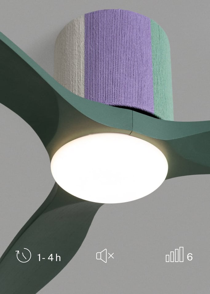 WIND CALM CUSTOM WOVEN - Leiser Deckenventilator 40W Ø132 cm aus 100 % Holz mit LED-Licht, Galeriebild 3