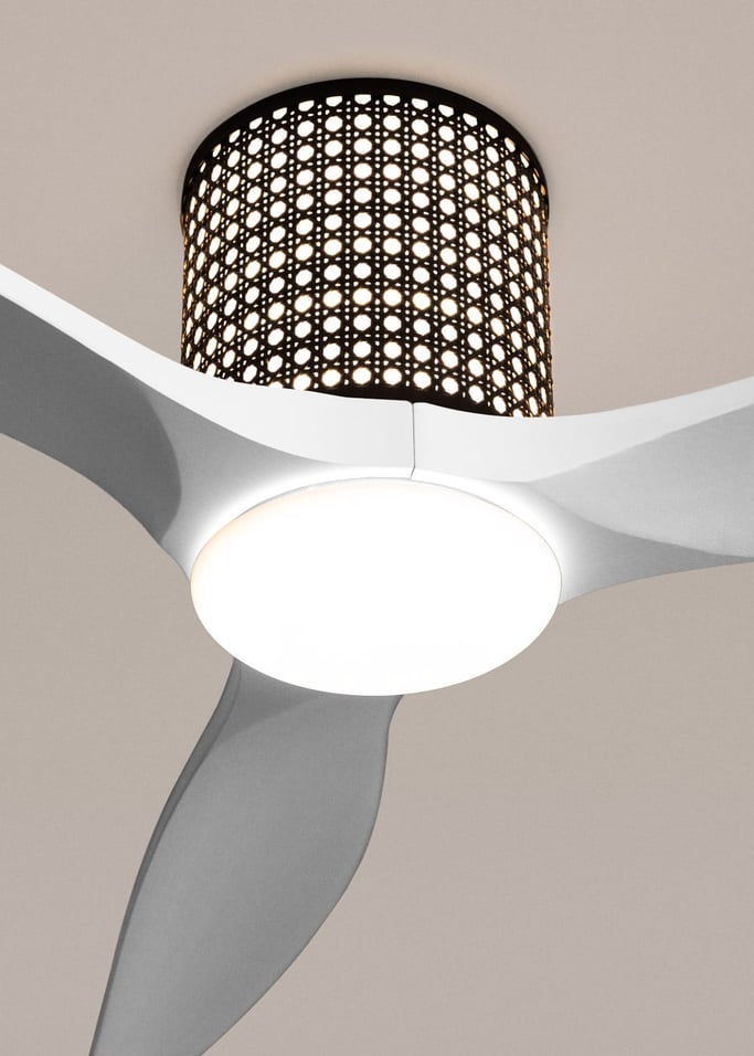 WIND CALM CUSTOM RATTAN - Deckenventilator 40W leise Ø132 cm mit LED-Licht in Körper und Lampe, Galeriebild 4