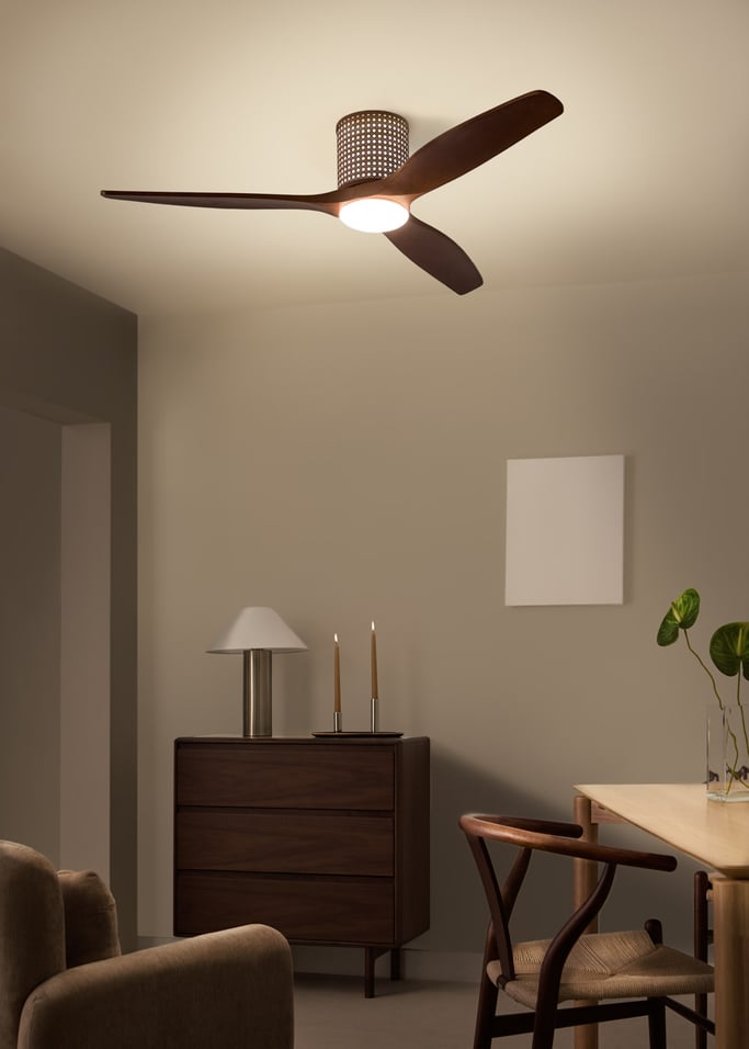 WIND CALM CUSTOM RATTAN - Deckenventilator 40W leise Ø132 cm mit LED-Licht in Körper und Lampe, Galeriebild 1