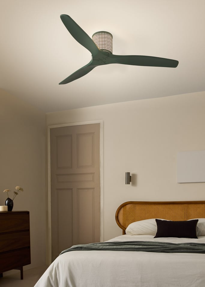 WIND CALM CUSTOM RATTAN - Deckenventilator 40W leise Ø132 cm mit LED-Licht in Körper und Lampe, Galeriebild 1