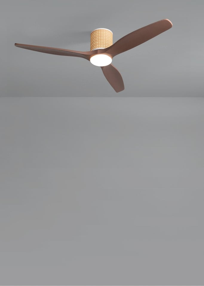 WIND CALM CUSTOM RATTAN - Deckenventilator 40W leise Ø132 cm mit LED-Licht in Körper und Lampe, Galeriebild 4