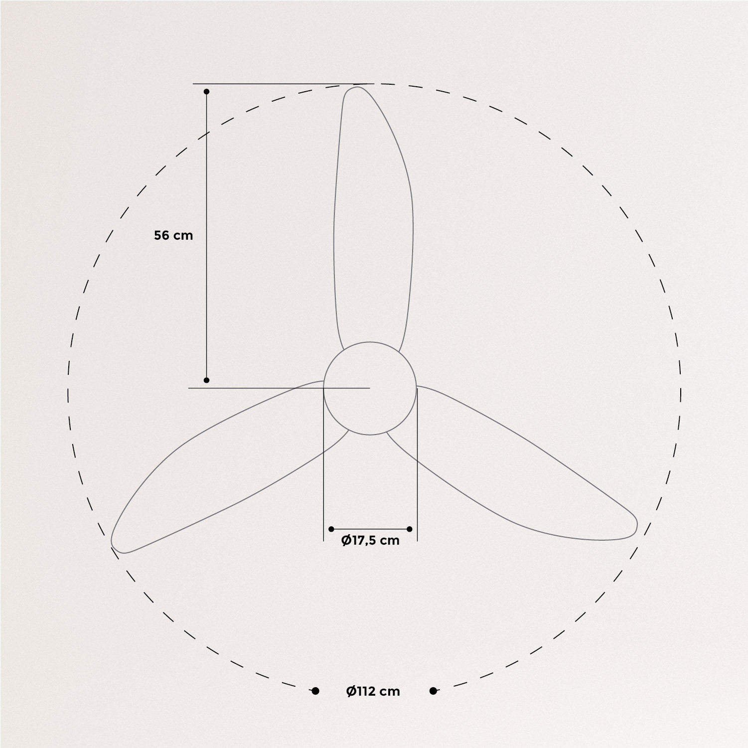 WINDLIGHT HELIX DC - Ventilador de Techo 40W Silencioso Ø112 cm, medidas foto vertical