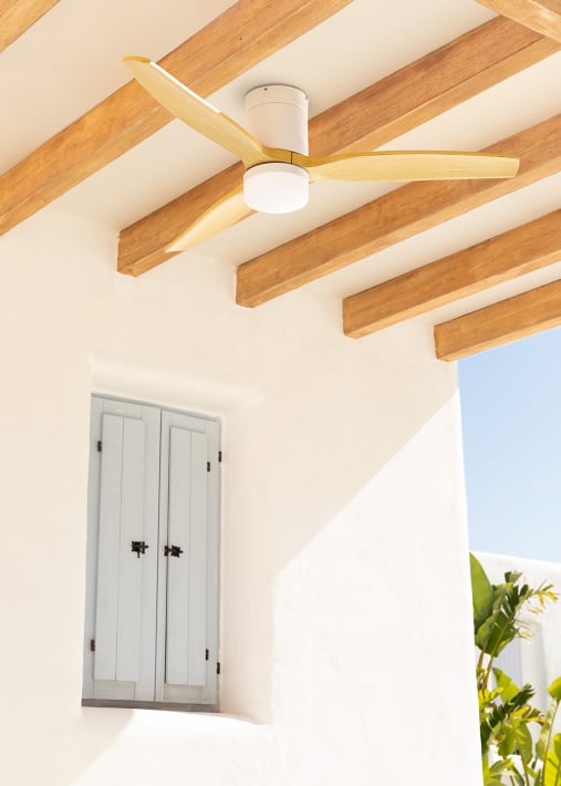 WIND CALM PATIO - Ventilador de techo para exteriores 40W Ø132 cm con luz LED de 15W