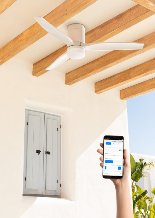 WIND CALM PATIO - Ventilador de techo para exteriores 40W Ø132 cm con luz LED de 15W