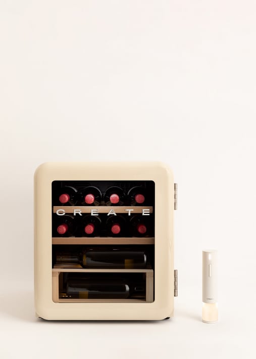 PACK WINECOOLER RETRO M Vinoteca eléctrica de 12 botellas + WINE OPENER Sacacorchos Descorchador Eléctrico