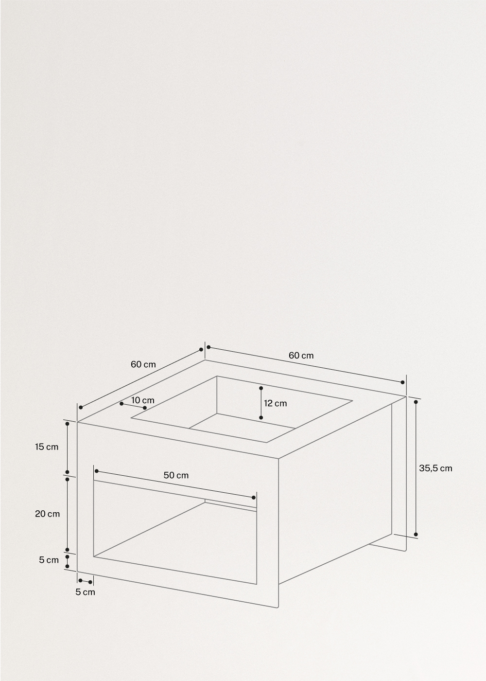 FIRE PIT CUBE - Brasero exterior cuadrado de acero corten - Create