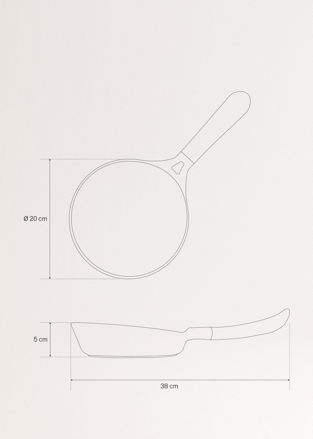 PAN STUDIO - Sartén de aluminio fundido con revestimiento cerámico, medidas foto vertical
