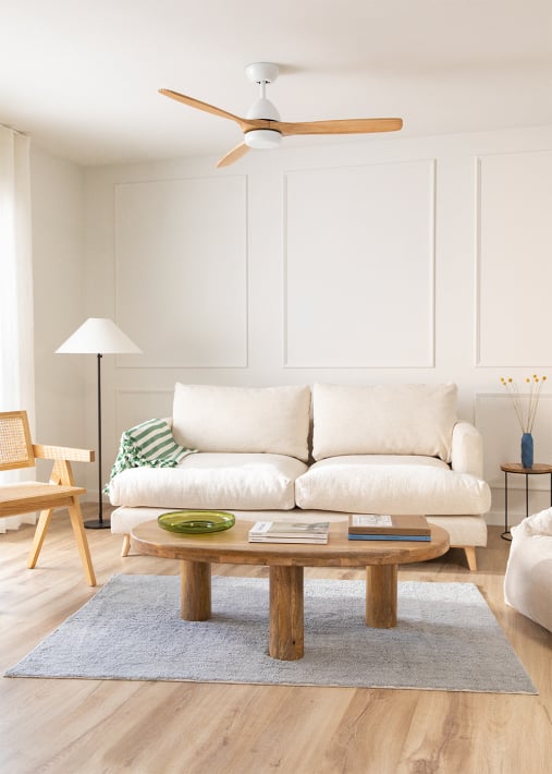 WIND CUP - Ventilador de techo 40W silencioso Ø132 cm 100% madera