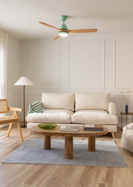 WIND CUP - Ventilador de techo 40W silencioso Ø132 cm 100% madera