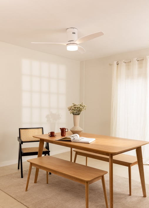 WIND CALM - Ventilador de techo 40W silencioso Ø132 cm 100% madera