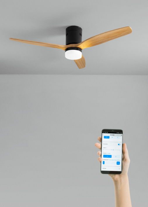 WIND CALM - Ventilador de techo 40W silencioso Ø132 cm 100% madera