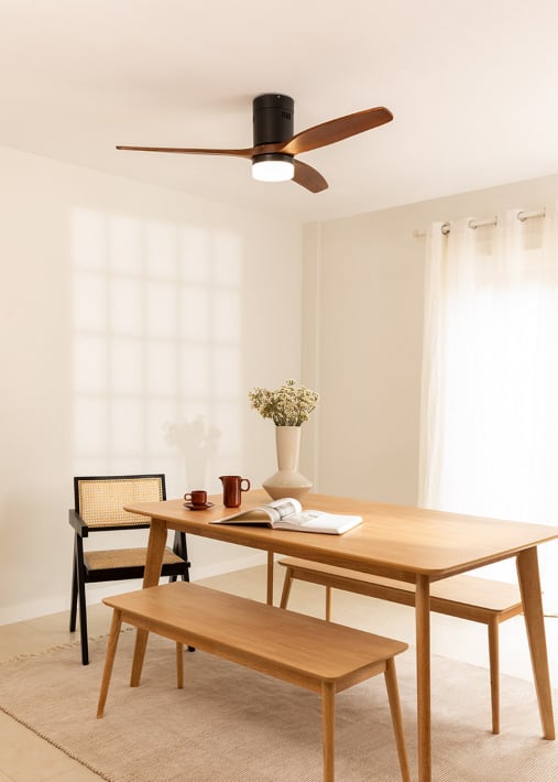 WIND CALM - Ventilador de techo 40W silencioso Ø132 cm 100% madera