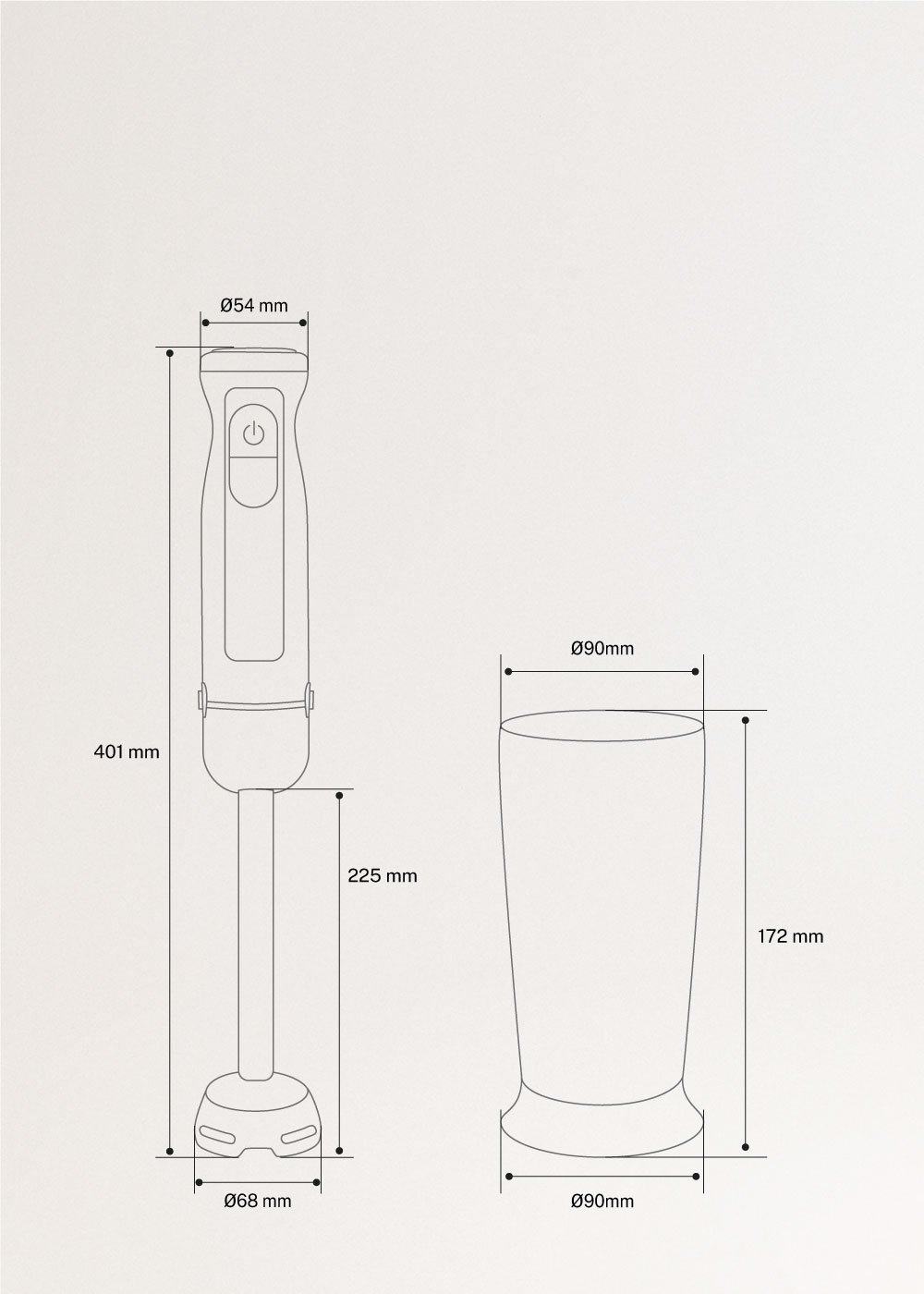 FULLMIX PRO - Batidora de Mano, medidas foto vertical