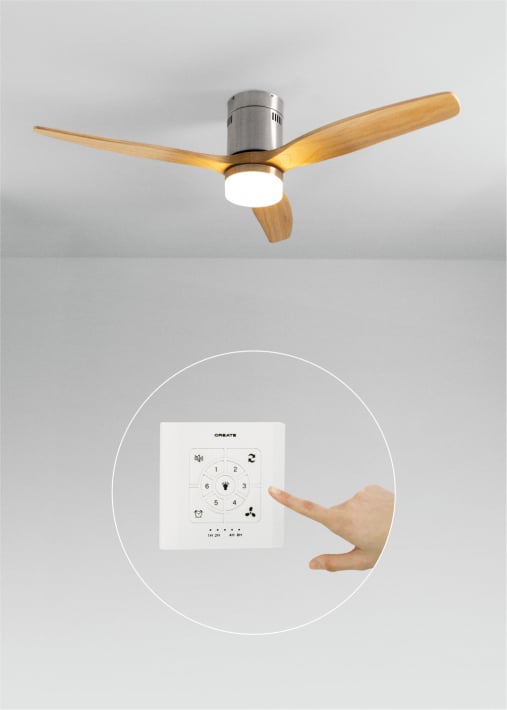 WIND CALM - Ventilador de techo 40W silencioso Ø132 cm 100% madera