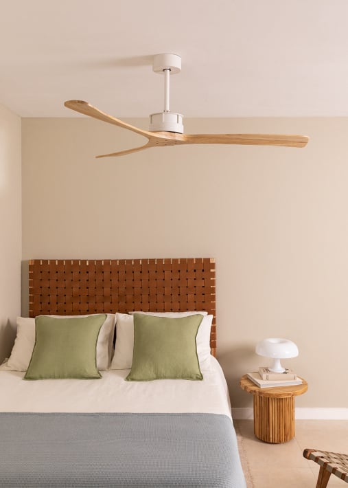 WIND LARGE - Ventilador de techo 40W silencioso Ø152 cm 100% madera