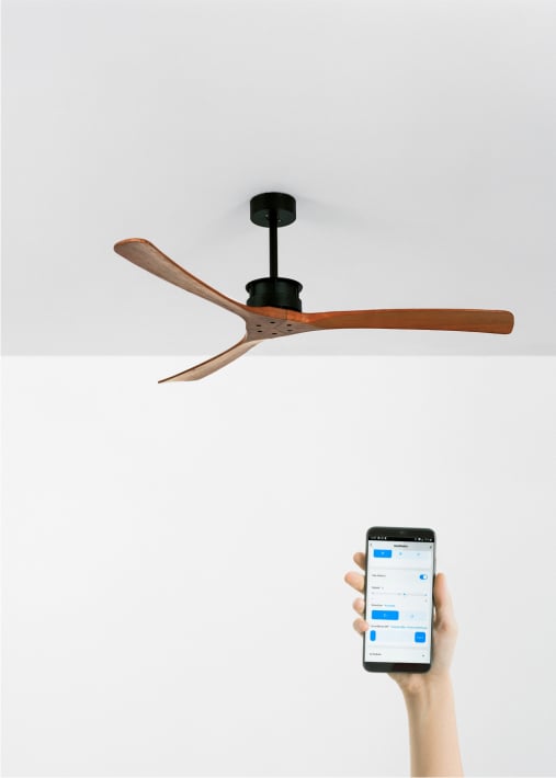 WIND LARGE - Ventilador de techo 40W silencioso XL Ø152 cm 100% madera