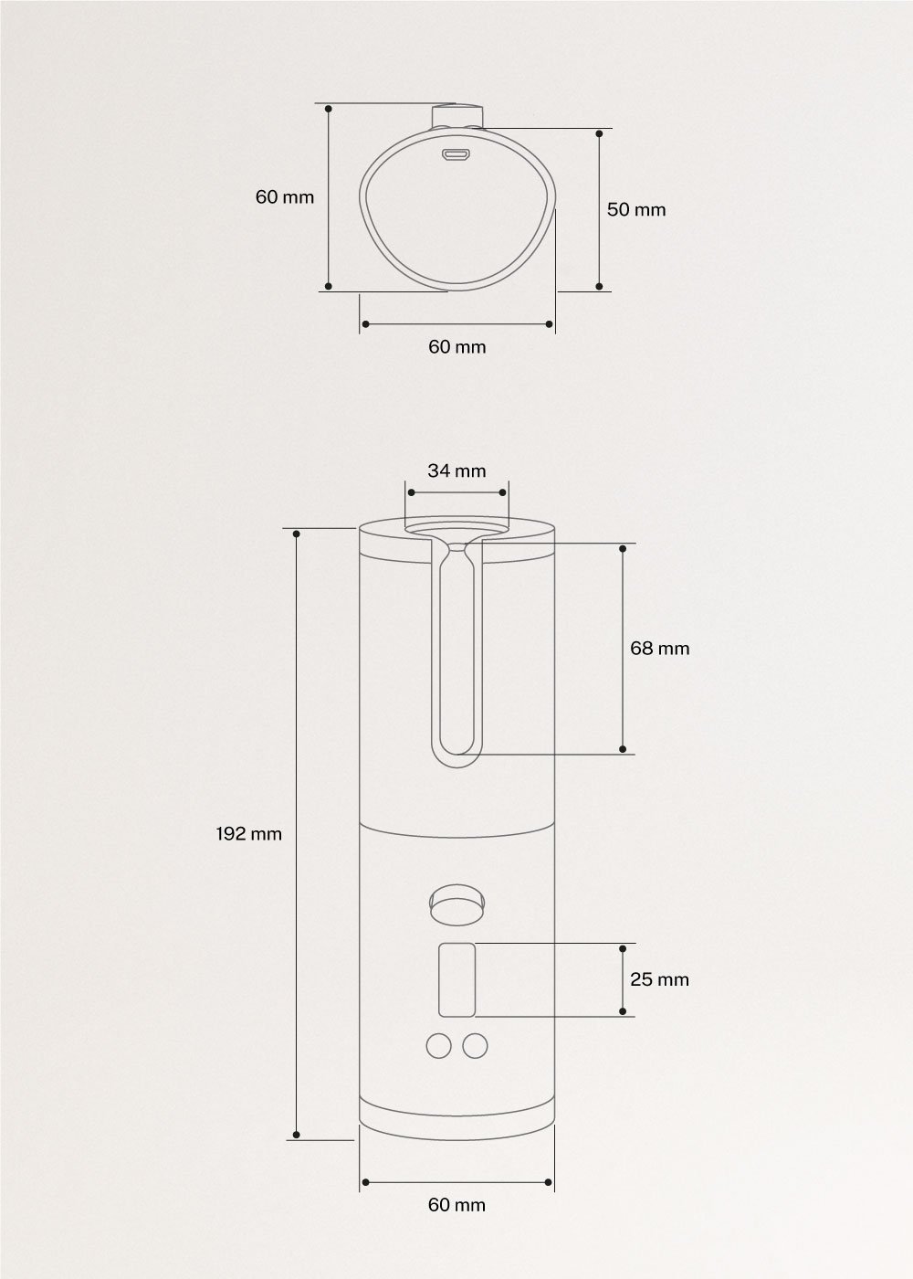 CURLER TOURMALINE - Rizador de pelo portátil inalámbrico, medidas foto vertical