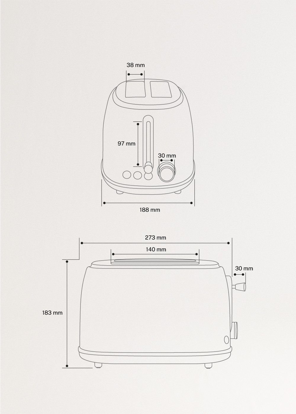 TOAST RETRO STYLANCE - Tostadora de pan, medidas foto vertical