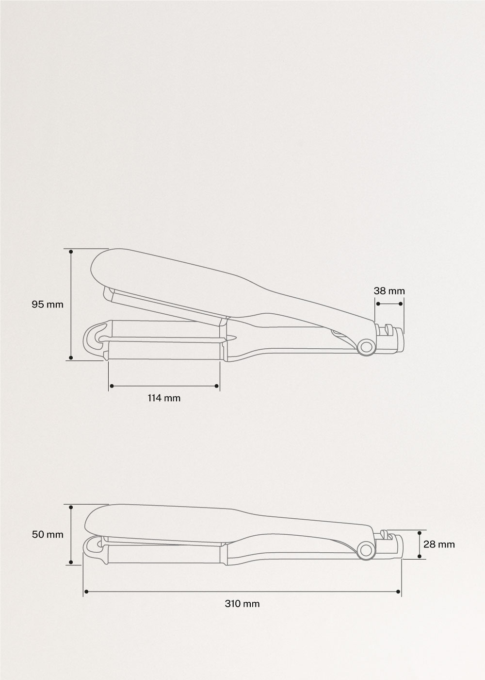 CURLER CERAMIC - Ondulador rizador de pelo, medidas foto vertical