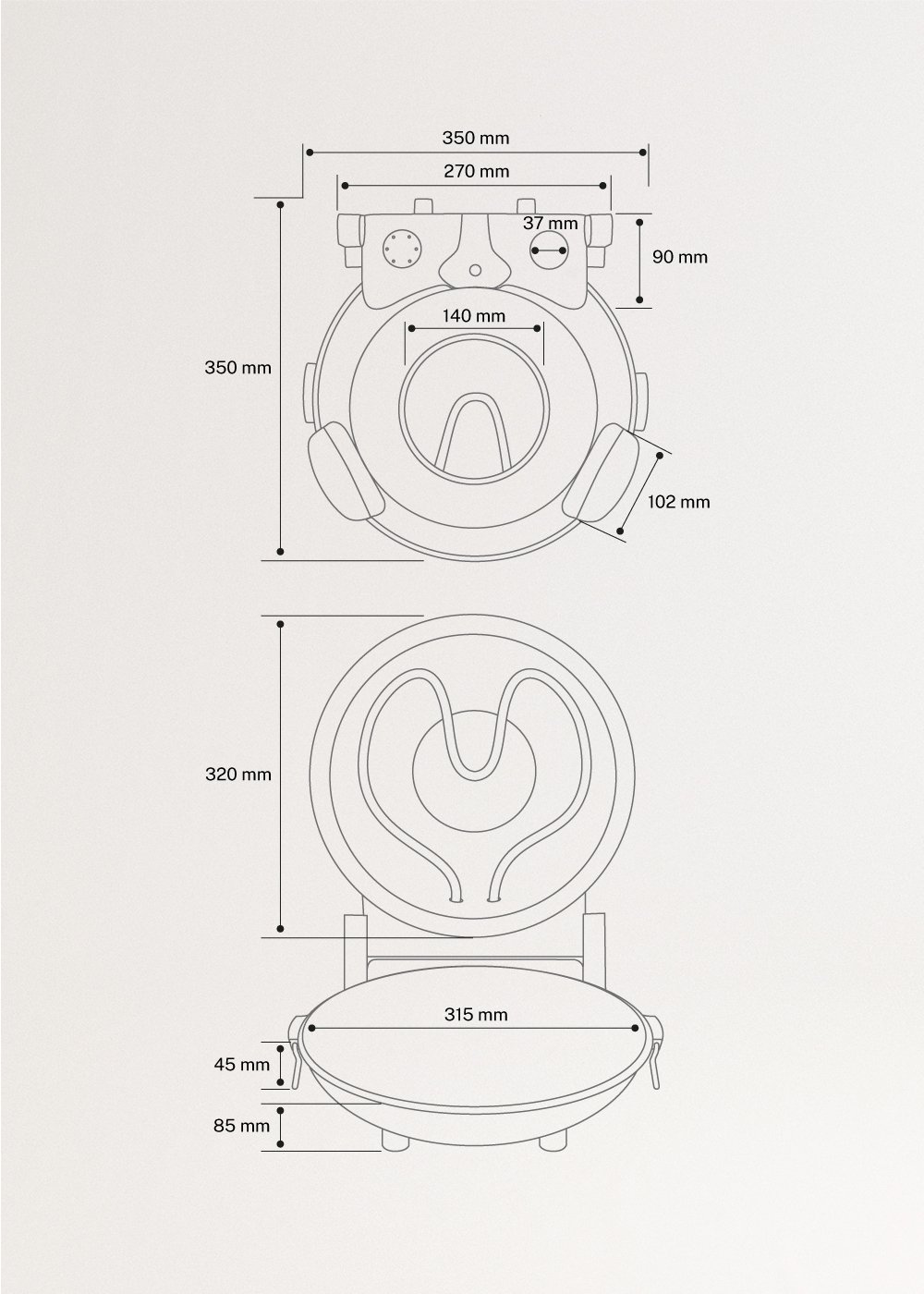 PIZZA MAKER - Horno eléctrico para pizzas a la piedra, medidas foto vertical