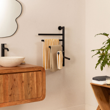 Toallero Eléctrico De Baño BAKAJI 2 En 1 (150W, 10 Elementos De Aluminio) - Calienta Toallas Y Seca Ropa, Montaje En Pared O Suelo