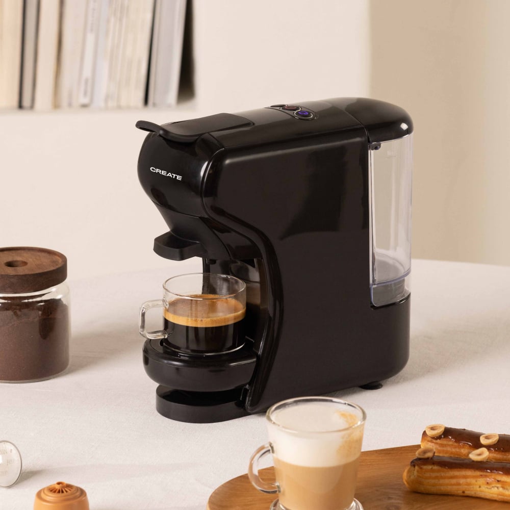 POTTS - Cafetera Multicápsula Express Y Café Molido Negro