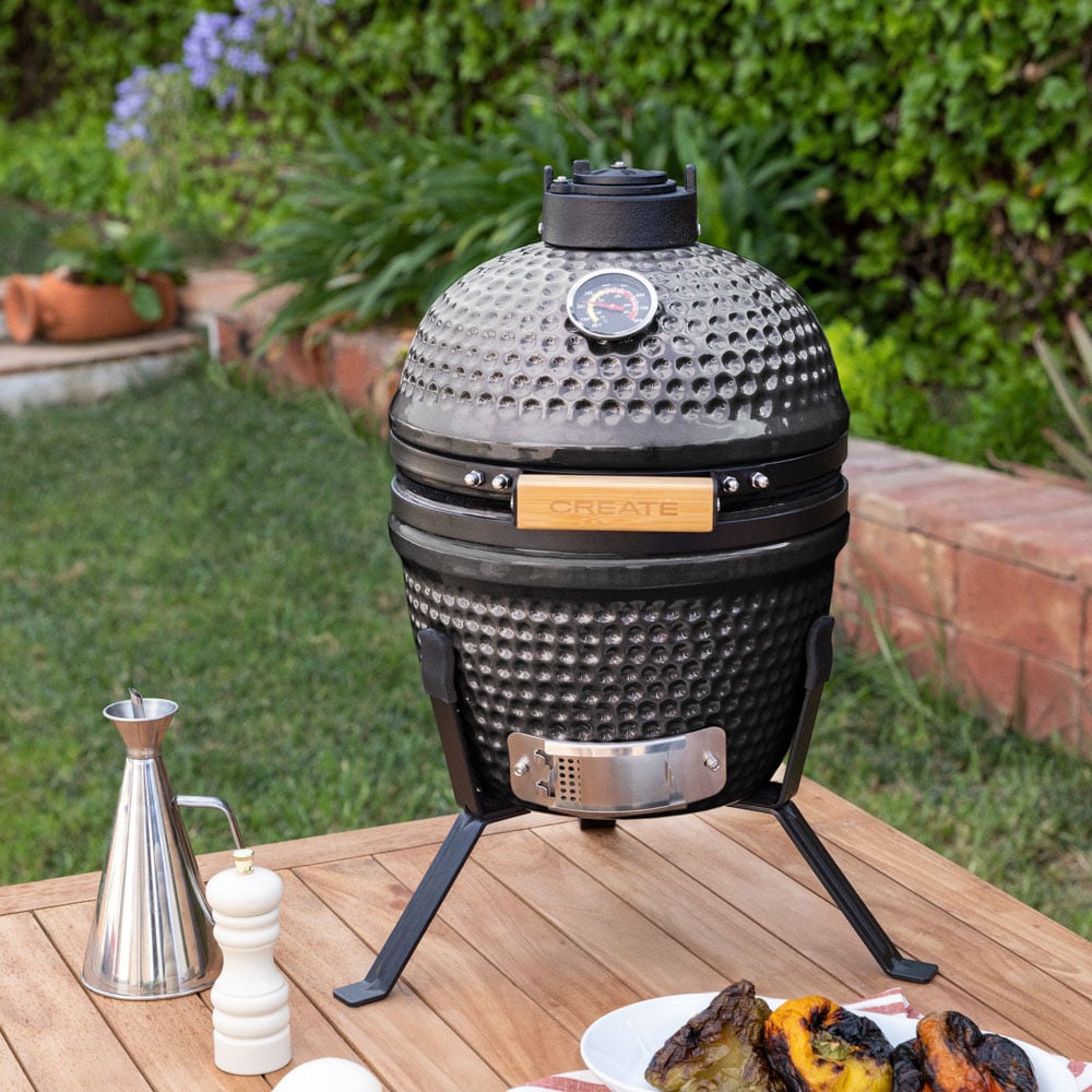BBQ KAMADO - Barbacoa Ahumadora De Cerámica Negro