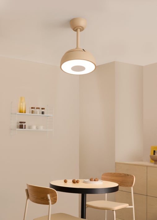 WIND CLEAR CUP - Ventilador de techo 40W silencioso Ø55cm aspas retráctiles con luz LED