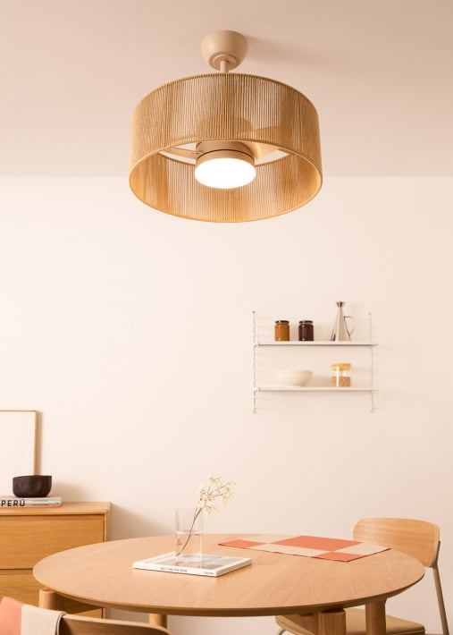 WIND LAMP WOVEN -  Ventilador de techo 25W silencioso con luz LED