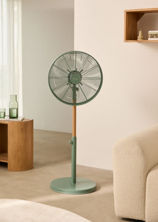 AIR STAND WOOD - Ventilador de pie oscilante 50W estilo retro