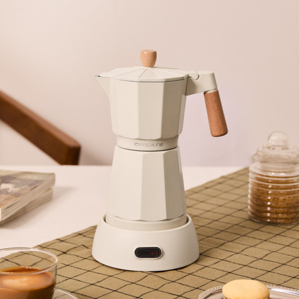 THERA MOKA ELECTRIC - Cafetera Italiana Eléctrica Con Función De Mantener Caliente Blanco Roto